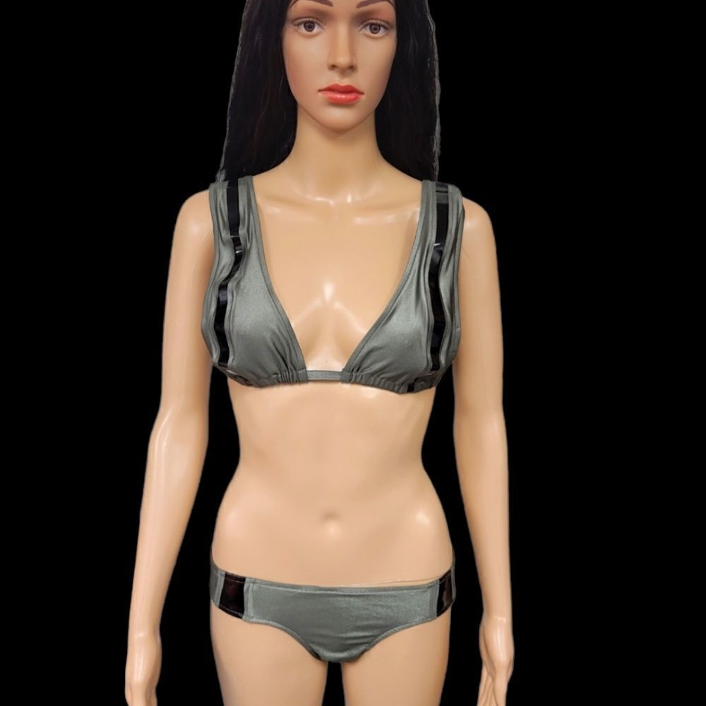 Gun Metal and Patent Leather Bikini